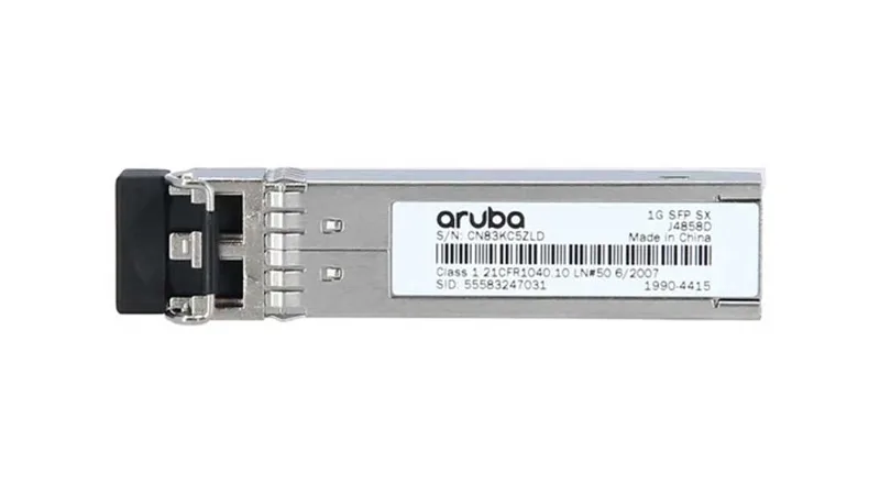 Product photo of the Aruba J4858D 1 Gigabit SFP 1000BASE-SX transceiver.