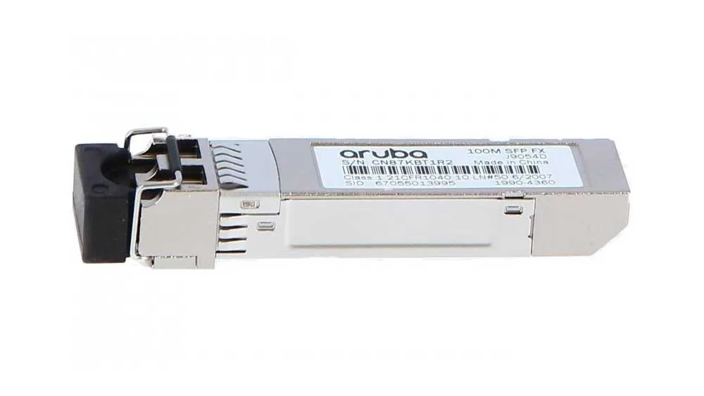 Product photo of the Aruba J9054D transceiver module.