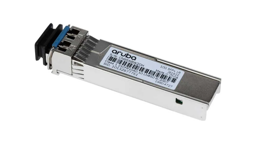 Product photo of the Aruba J9151E transceiver module.