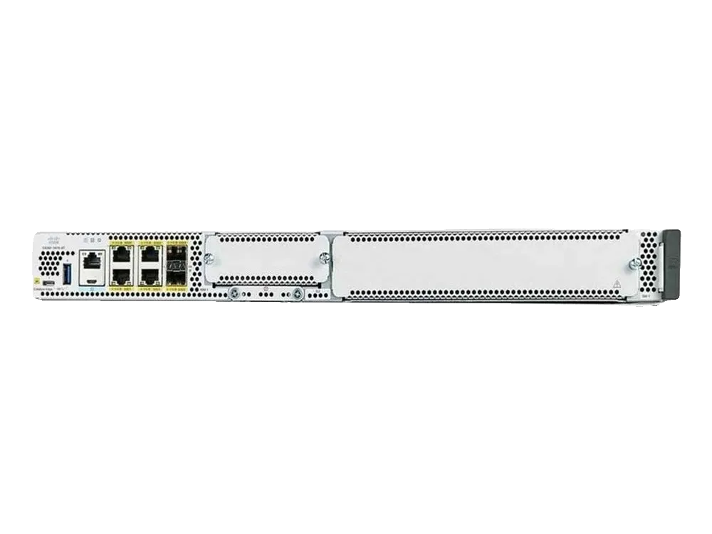 Product photo of the Cisco Catalyst C8300-1N1S-6T, a modular enterprise edge router.