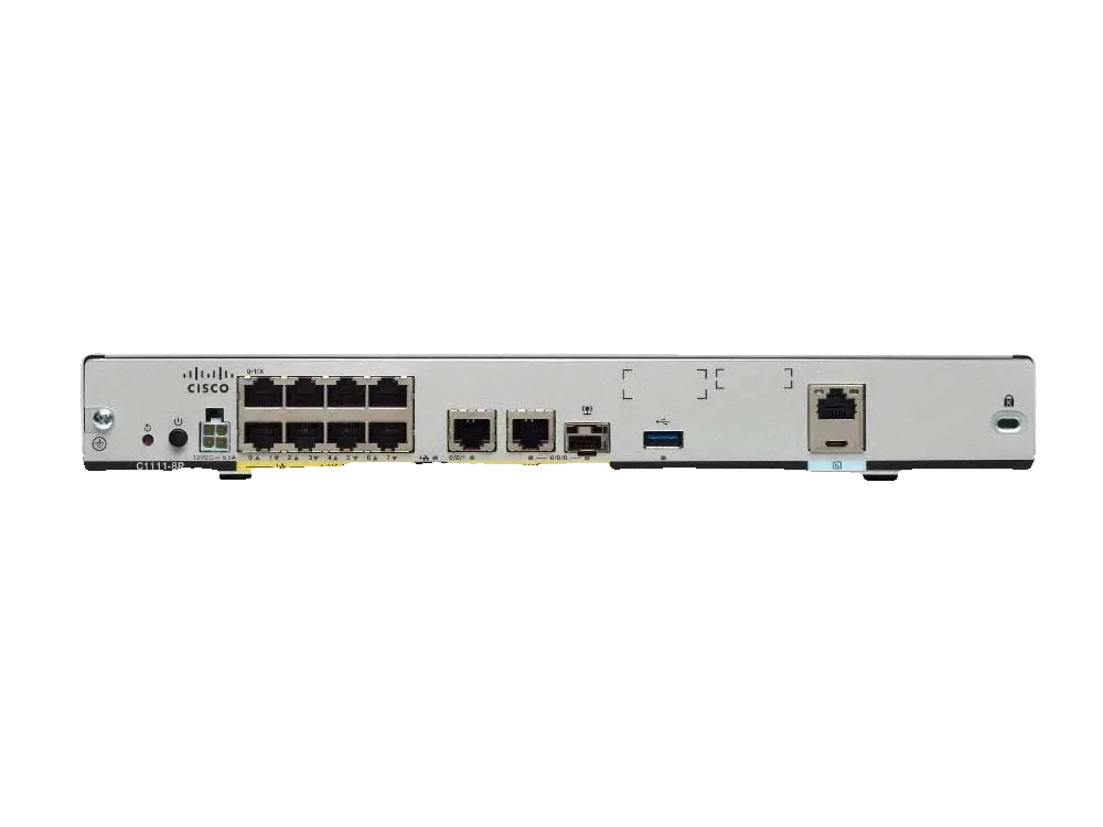 Product photo of the Cisco Catalyst C8300-2N2S-4T2X, a modular enterprise edge router.